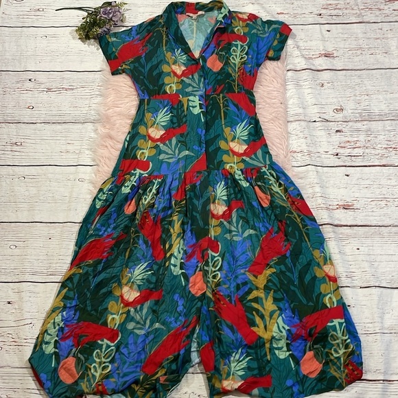 Hutch Tropical Print Maxi Dress - Blue and Red - Picture 2 of 12
